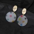 Dotted Disc Earring 1 Pairs - 925 Silver Needle - Gold - One Size