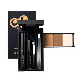 Too Cool For School - Glam Rock Brow Box: Brow Shadow (light Brown + Dark Brown + Highlighter) + Brow Mascara (ash Brown) + Brow Pencil (natural Brown) + Brush + Tweezer 5pcs