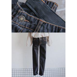 Band-waist Stitched Tapered Jeans