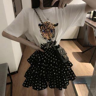 Printed T-shirt + Polka Dot Skirt Set