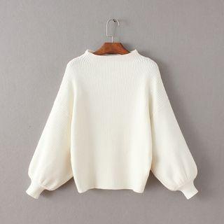 Plain Lantern-sleeve Sweater