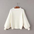 Plain Lantern-sleeve Sweater