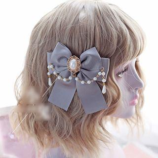 Faux Pearl Bow-accent Hair Clip