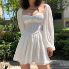 Long-sleeve Sweetheart Neckline Mini Corset Dress