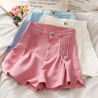 Pleated High-waist Wide Shorts