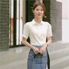 Tall Size Puff-sleeve Slim-fit Blouse