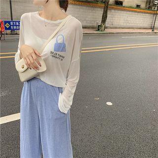 Long-sleeve Printed T-shirt / Plain Pants