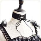 Lace Up Faux Suede Choker Black - One Size