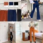 Colored High-waist Boot-cut Pants
