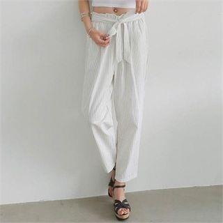 Tie-waist Striped Pants
