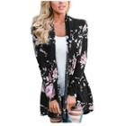 Flower Print Open-front Long Jacket