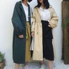 Drawstring Single-breasted Trench Coat