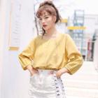 3/4-sleeve Square-neck Shirt