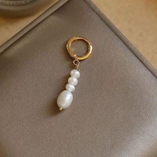 Freshwater Pearl Dangle Earring 1 Piece - Dangle Earring - White & Gold - One Size