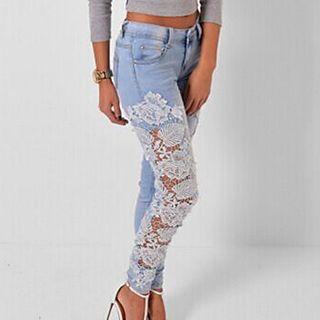 Lace Panel Skinny Jeans