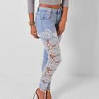 Lace Panel Skinny Jeans