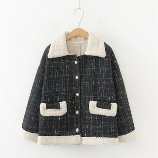 Fleece-lined Plaid Button-up Jacket