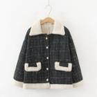 Fleece-lined Plaid Button-up Jacket