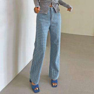 Houndstooth Wide-leg Jeans