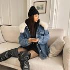 Faux-fur Sailor-collar Denim Jacket