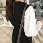 Contrast-sleeve Wool Blend Dress Black - One Size
