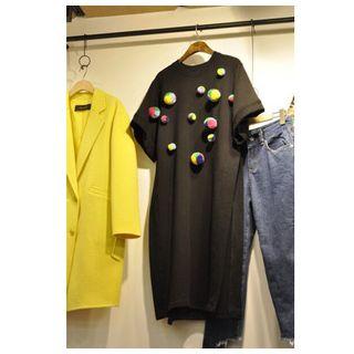 Applique Short-sleeve Dress