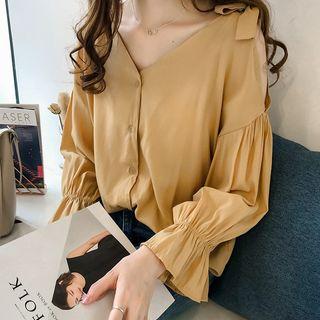 Ruffled Ribbon Shoulder Shirt
