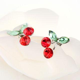 Rhinestone Cherry Brooch