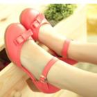 Bow Accent Ankle Strap Low Heel Sandals