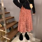 Midi Floral Corduroy A-line Skirt