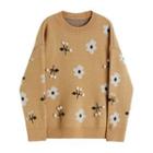 Flower Print Sweater Yellow - One Size