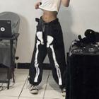 High Waist Loose-fit Skeleton Graphic Pants