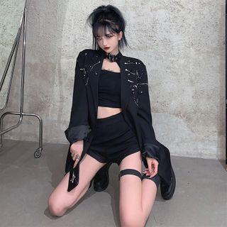 Plain Cargo Top / Blazer / High Waist Cargo Shorts