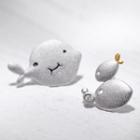 Cartoon Fish Ear Stud 1 Pair - Silver & Gold - One Size