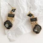Faux Crystal Dangle Earring 1 Pair - Black - One Size