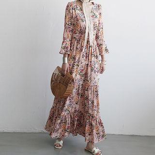 Floral Tiered A-line Maxi Dress