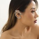 Rattan Alloy Cuff Earring 1 Pc - 2609 - Vintage Silver - One Size