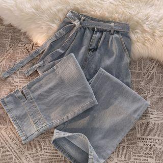 Mid Waist Cutout Wide Leg Jeans