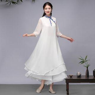 3/4-sleeve Chiffon Dress / Pants
