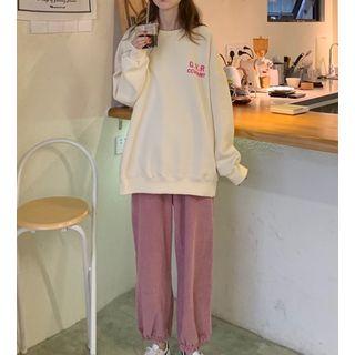 Long-sleeve Printed Sweatshirt / Plain Pants
