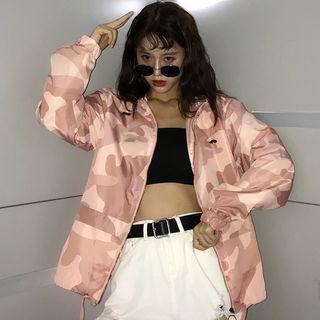 Camo Print Zip Jacket Pink - One Size