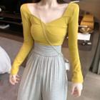 Long-sleeve Top / High-waist Wide-leg Pants