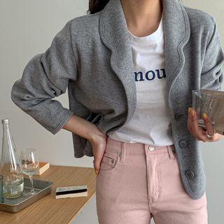 Notch-lapel Ribbed Cardigan