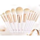 Set Of 11: Makeup Brush With White Handle + Case