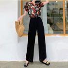 Set: Short-sleeve Printed Shirt + Wide-leg Pants