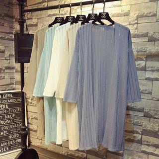 Long Open-front Knit Cardigan