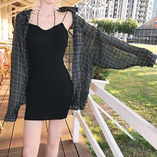 Plaid Shirt / Strappy Minidress