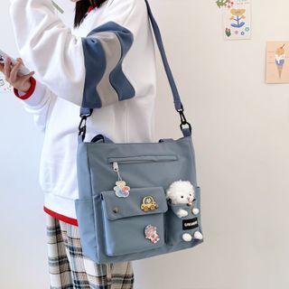 Tote Bag With Brooches, Bag Charm And Plush Animal