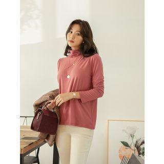 Plus Size Mock-neck Long-sleeve Top