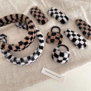 Checker Chenille Headband / Hair Clip / Hair Tie